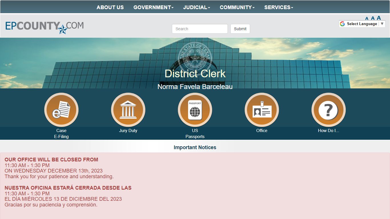 County of El Paso Texas - District Clerk