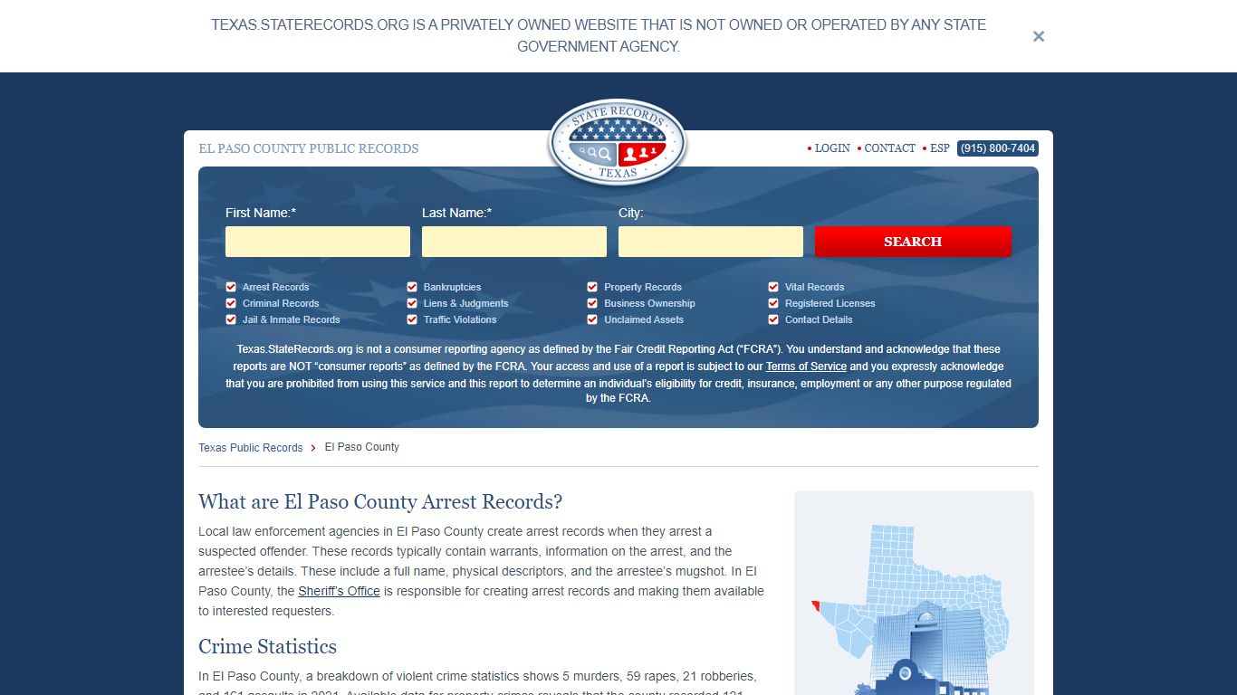 El Paso County Arrest, Court, and Public Records | StateRecords.org